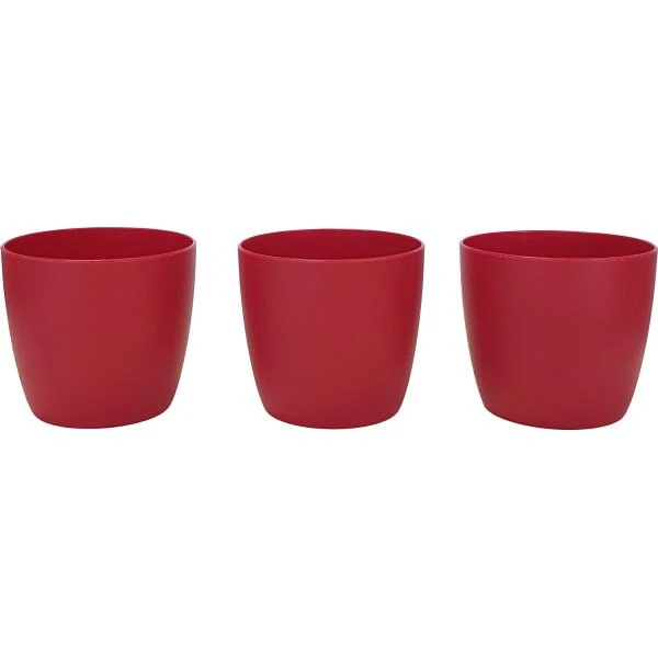 Set Bloempot Ella Ø 7 Cm - Mat Rood - Set Van 3 Stuks 3 Set Bloempot Ella Ø 7 Cm - Mat Rood - Set Van 3 Stuks