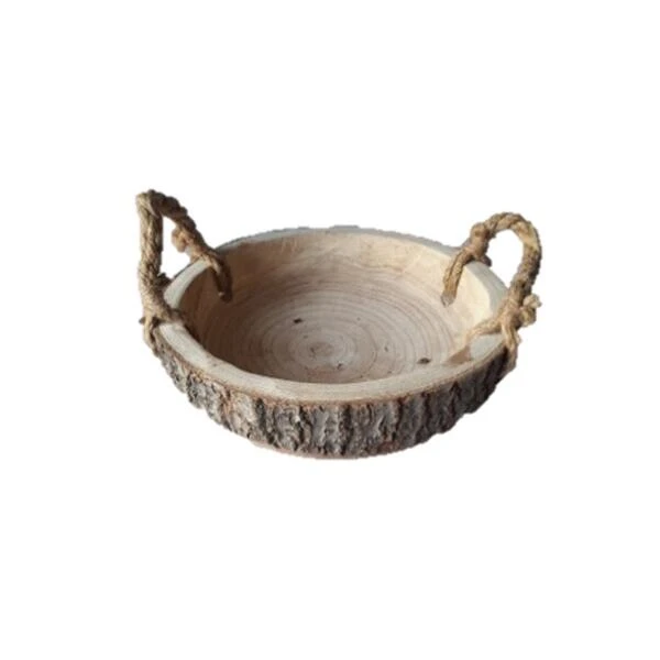 Paulownia Mand Met Handvaten - Ø 30 Cm 3 Paulownia Mand Met Handvaten - Ø 30 Cm