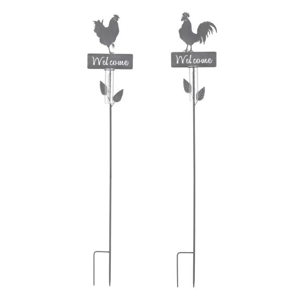 Tuinsteker Regenmeter Grijs - Hen En Haan - Set Van 2 Stuks 3 Tuinsteker Regenmeter Grijs - Hen En Haan - Set Van 2 Stuks
