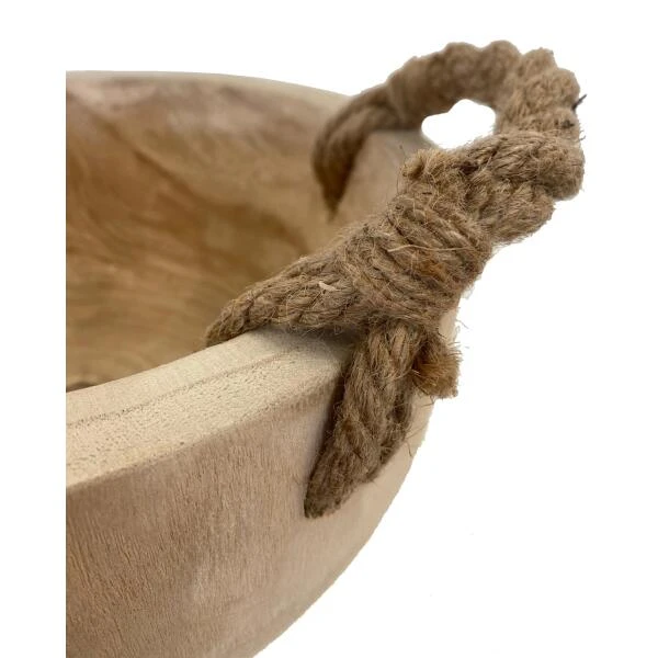 Bowl In Hout Met Jute Handgrepen - Ø 30 × 14 Cm 5 Bowl In Hout Met Jute Handgrepen - Ø 30 × 14 Cm - Afbeelding 3